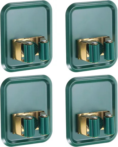Vista 7 de uxcell Soporte de pared para escoba de trapeador, 4 unidades, acero inoxidable 304, organizador de escobas para trapeador, colgador de escoba Negro