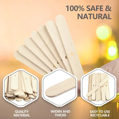 Vista 7 de DINGPAI 100 soportes de mecha de vela de madera, dispositivos de centrado de mecha de vela para fabricación de velas, barras de mecha de vela, clips