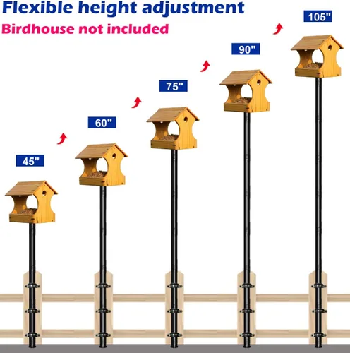 Vista 3 de Garbuildman Kit de Poste para Comedero de Pájaros de 105 Pulgadas, Juego de Poste Resistente para Casa de Pájaros para Valla de Terraza o Barandilla