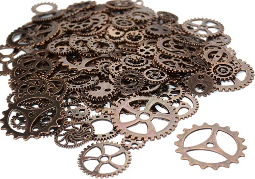 Vista 3 de Aokbean 150 piezas de metal, bronce, vintage, variadas, para hacer joyería. Gargantillas, relojes, ruedas