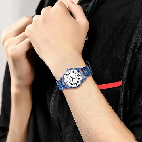 Vista 5 de Avaner Relojes de pulsera elásticos para mujer: correa elástica impresa con gran número, analógico, cuarzo, fácil de leer, pulsera de pulsera