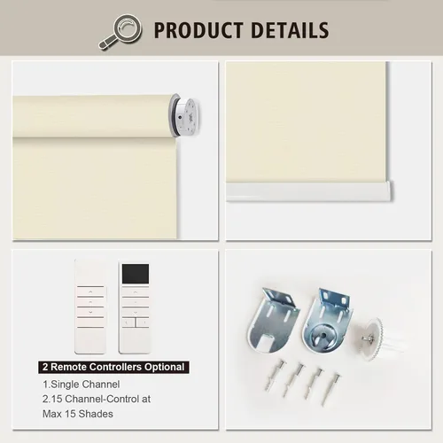 Vista 2 de Persianas blackout enrollables personalizadas simples y elegantes, para ventanas, puertas, puertas francesas, ahorro de energía, protección UV Beige