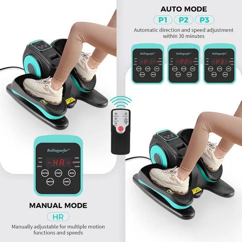 Vista 3 de Rollingsurfer Under Desk Elliptical Machine, Electric Leg Exerciser for Seniors, Compact Seated Pedal Exerciser, Portable Elliptical Trainer with