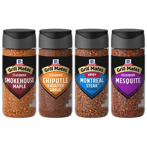 Vista 15 de Especias McCormick Grill Mates, paquete variado para asado diario (carne de Montreal, pollo Montreal, ajo asado y hierbas, hamburguesa), 4