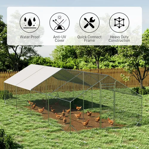 Vista 3 de OUYESSIR Gallinero para exteriores, gran techo de espionaje con cubierta impermeable para uso en granja en el patio trasero, jaula para aves