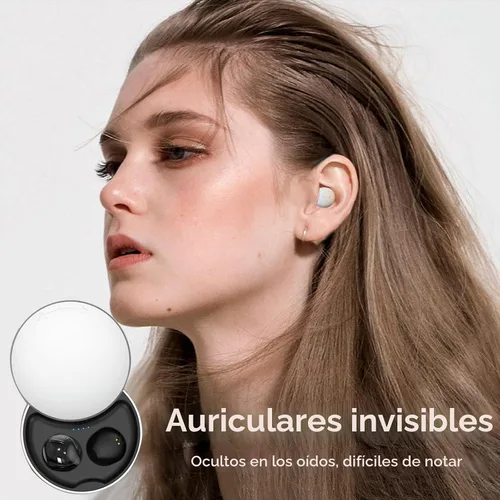 Vista 4 de Auriculares invisibles más pequeños inalámbricos Bluetooth in Ear Mini discretos pequeños auriculares para dormir ocultos con estuche de carga Negro