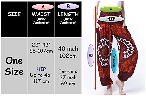 Vista 2 de Kraft4Life Pantalones harén de yoga con cintura fruncida para mujer, estilo bohemio, bohemio, hippie, 2 bolsillos