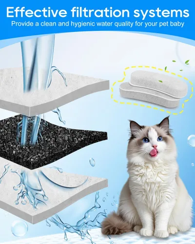 Vista 4 de Paquete de 6 filtros de fuente de agua para mascotas de carbón para dispensador de tazón de agua W600, compatible con el modelo W600, elimina