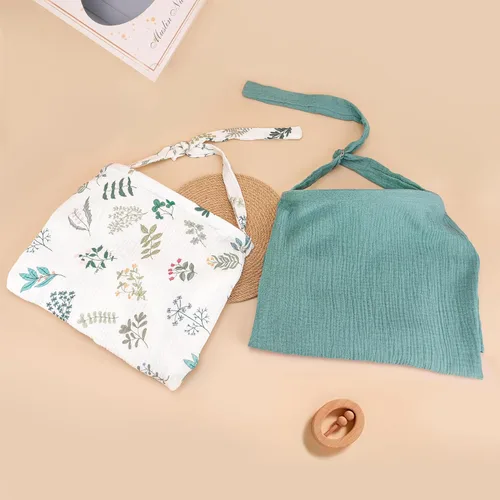 Vista 3 de Haleeone Funda de lactancia de muselina para lactancia materna, transpirable, con cuello de arco para mamá, delantal de lactancia 100% algodón