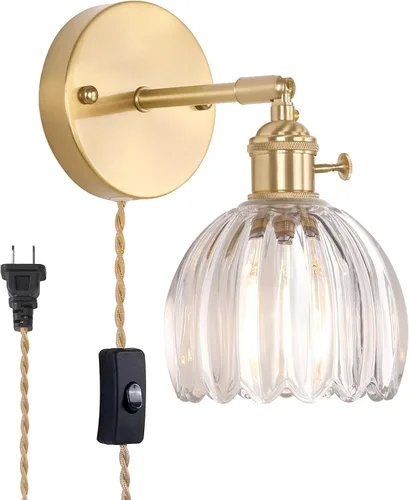 Vista 17 de Shenmoyl Aplique de pared vintage a pilas con bonita pantalla de vidrio de tulipán blanco, inalámbrico, recargable, luz de pared funciona