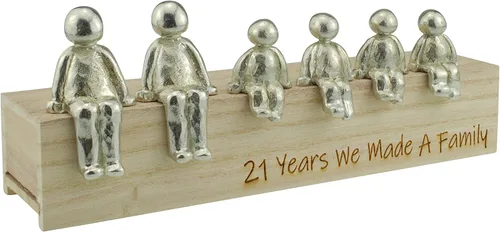 Vista 4 de Idea del 21 aniversario – 21 años que hicimos un adorno de metal familiar – Elige tu combinación familiar (1 niño)