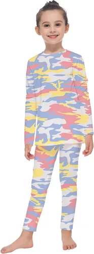 Vista 22 de MANCYFIT Conjunto de ropa interior térmica para niñas, con forro polar largo, capa base ultra suave Rosa bebé