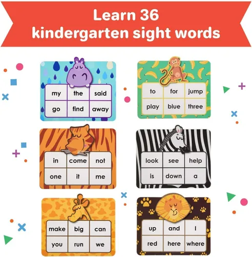 Vista 3 de Barnacle Toys Wild Word Safari - CVC Sight Word Reading Games, alternativas de tarjetas flash de fonética primaria para niños, actividades