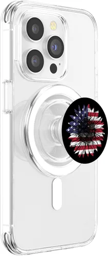 Vista 3 de Bandera estadounidense de girasol para la independencia el 4 de julio PopSockets MagSafe PopGrip para iPhone
