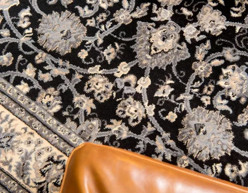 Vista 5 de Unique Loom Kashan Collection - Alfombra tradicional con diseño floral, color negro Negro /Gris