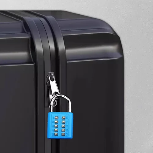Vista 4 de 2 candados de combinación de 10 dígitos para casillero de gimnasio, estuche, cajón, caja de herramientas (azul, 2 unidades)