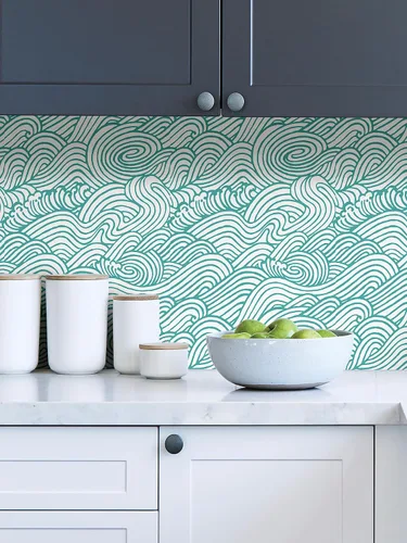 Vista 4 de NuWallpaper NUS4164 Saybrook - Papel tapiz para despegar y pegar, color verde azulado