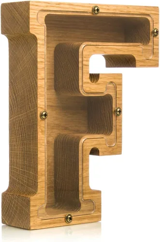 Vista 17 de Alcancía de madera personalizada con letra para niños, niñas y adultos, bancos de monedas de madera de roble duradero, 3 tamaños para elegir