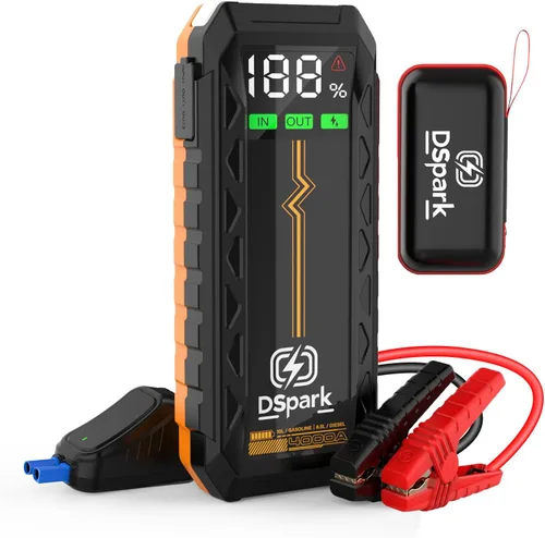 Vista 8 de Arrancador de coche compacto de 2000 A, ultra portátil y seguro para principiantes, para hasta 7.0 L de gasolina/6.5 L de diésel, caja de salto