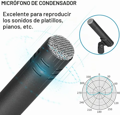 Vista 4 de Depusheng Juego de micrófonos de batería de 5 piezas con 3 micrófonos de percusión dinámicos y 2 micrófonos de percusión de condensador, ideal