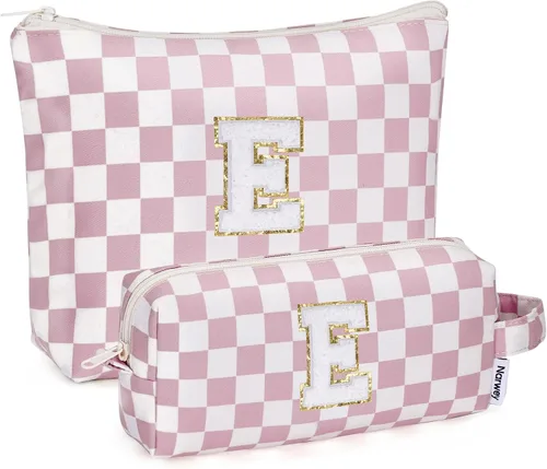 Vista 61 de Narwey Bolsa de maquillaje con inicial, regalos de graduación para adolescentes, niñas, niños y adolescentes, monograma personalizado, bonita bolsa