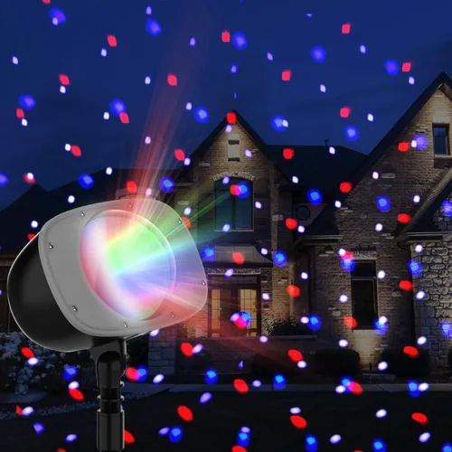 Vista 5 de Proyector de luces navideñas de nevadas – Efectos de iluminación dinámicos de caída de nieve al aire libre para Navidad, paisaje, casa, jardín