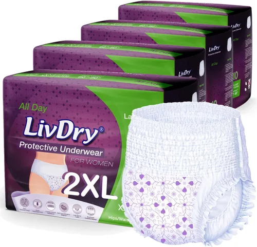 Vista 12 de Livdry M - Pañales para adultos para mujer durante la noche, máxima absorción definitiva, protección durante todo el día o la noche, talla mediana
