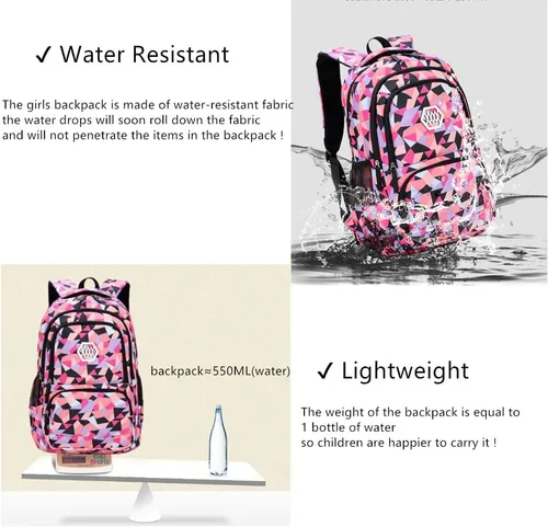 Vista 5 de MITOWERMI 3Pcs Backpack for Girls Boys Kids Backpack with Lunch Box for Elementary Middle High School