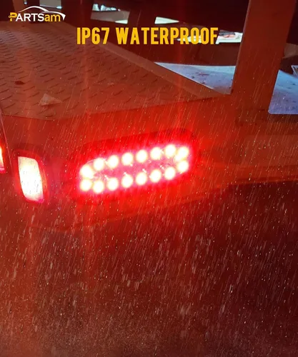 Vista 7 de Partsam 2 luces de freno de freno ovaladas de 6.3 pulgadas para camión, remolque, luces traseras de marcha atrás rojas y blancas, luces traseras