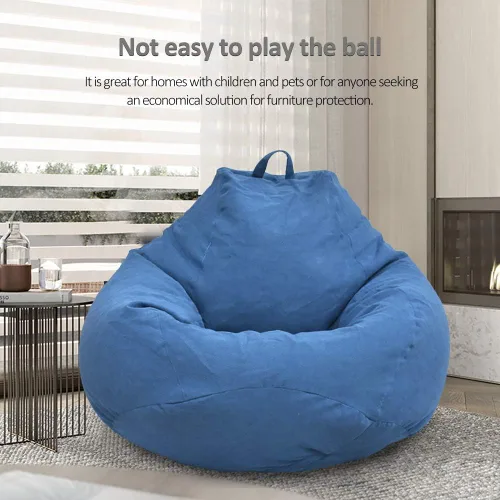 Vista 2 de Funda de sofá para silla tipo puf (sin relleno), tumbona perezosa, respaldo alto, bolsa de puf grande de almacenamiento para adultos y niños, sin