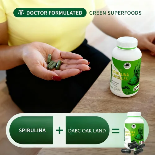 Vista 5 de Cápsulas de espirulina 240 cápsulas, alimentos saludables, 100% vegetarianos,Espirulina hawaiana pura 450 mg, apoya el sistema inmunológico