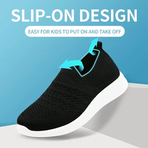 Vista 4 de Apawwa Zapatos de correr ligeros para niños, color rosa/azul/azul marino/negro, zapatos para caminar para niños pequeños/niños grandes