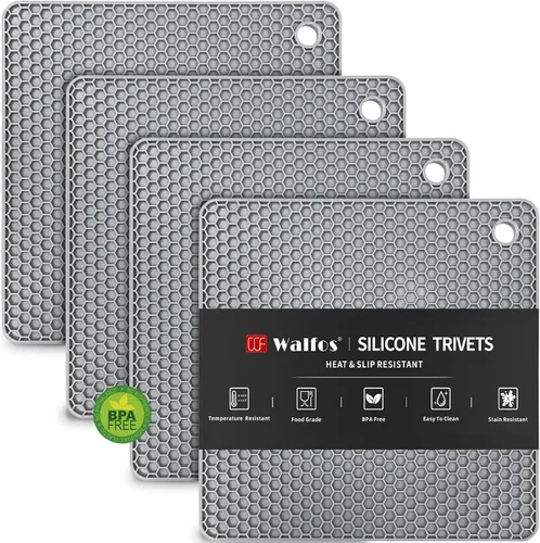 Vista 26 de Walfos Salvamanteles grandes de silicona de 16 x 12 pulgadas, salvamanteles para ollas y sartenes calientes, resistentes al calor, almohadillas