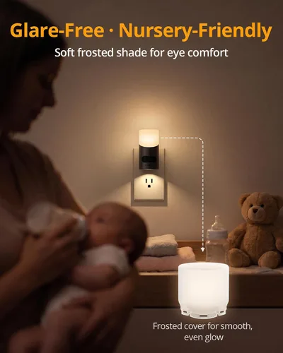 Vista 6 de Lyridz - Luces nocturnas LED enchufables en la pared con sensor de movimiento, luz nocturna regulable de 1 a 150 lm para interior, para dormitorio