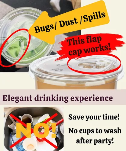 Vista 3 de Vasos de plástico transparente de 32 onzas con tapas, 25 juegos de tazas de café helado de plástico desechables con tapas sin pajilla, taza de café