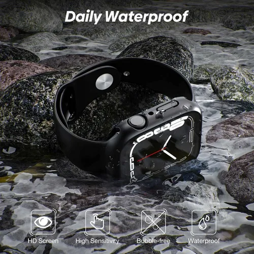 Vista 3 de [Paquete de 2] Funda impermeable 2 en 1 compatible con Apple Watch de 1.575 pulgadas (1.575 in), protector de pantalla SE Series 6 5 4, película