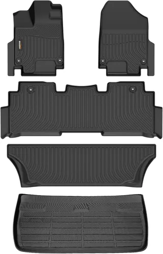 Vista 12 de Alfombrillas para todo tipo de clima y forro de carga para Volkswagen Atlas 2018-2026 (asientos de 6 pasajeros), juego completo de 3 filas