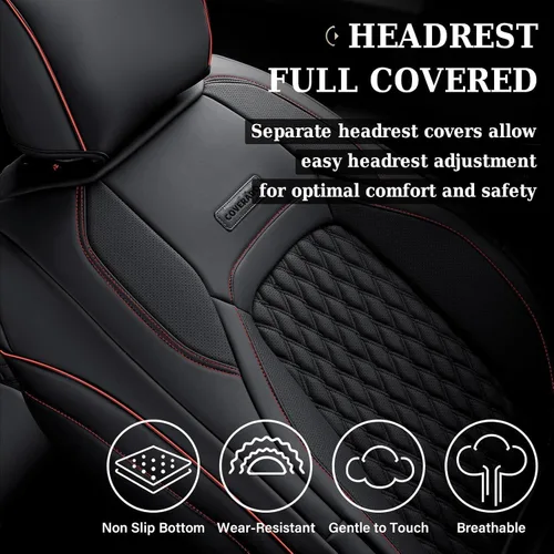 Vista 29 de Coverado Juego completo de fundas de asiento de ajuste personalizado para Chevy Silverado/GMC Sierra 2014-2018 1500, 2015-2019 2500HD 3500HD Negro