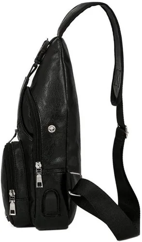 Vista 4 de Mochila estilo bandolera de piel para hombres y mujeres bandolera de hombro al pecho mochila de uso diario para viajes al aire libre campamento