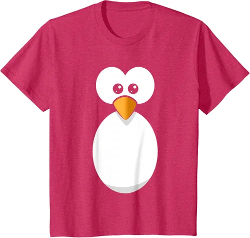 Vista 48 de Camiseta divertida con diseño de cara de pingüino o disfraz fácil, color negro, talla S