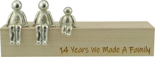 Vista 2 de Idea del 14 aniversario – 14 años que hicimos un adorno de metal familiar – Elige tu combinación familiar (1 niño)