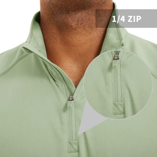 Vista 6 de CRYSULLY Camisas de pesca para hombre con protección solar UPF 50+ de manga larga y cremallera de 14