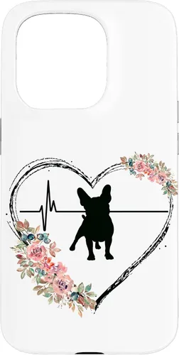 Vista 14 de French Bulldog Heartbeat with Flowers On White Case for iPhone 17