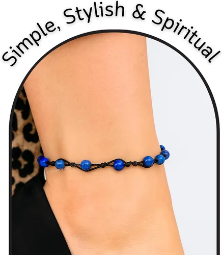 Vista 106 de Amazing Gemstone Crystal Anklet Ankle Bracelets for Women - Waterproof Beaded Healing Crystal Anklets, Plus Size Chakra Gemstone Bead Anklet