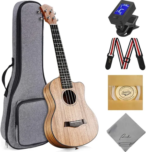 Vista 16 de Ranch - Ukulele profesional, de madera, kit de ukelele con 12 lecciones en línea gratis 15% Longer Sustain, Warmer Woodier Tone, Sapele &