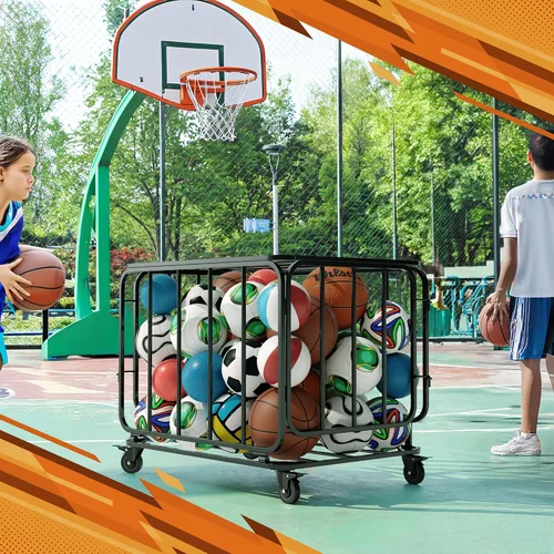 Vista 6 de Houseables Sports Ball Storage & Display Solutions – Basketball, Football, Soccer & Volleyball Organizer, Ball Holder, Display Stand, Rolling