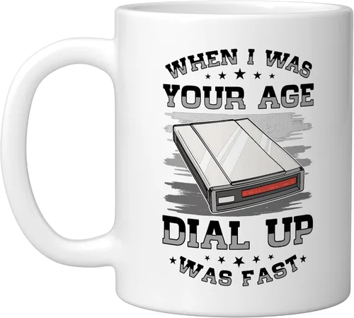 Vista 10 de 90s Nostalgia Retro 90s Dial Up Internet Vintage Ceramic Mug, Black/White