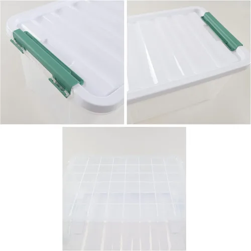 Vista 3 de Bolsas de almacenamiento de plástico transparente de 20 cuartos de galón con tapas, cajas de plástico con tapas, 4 paquetes
