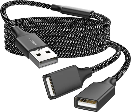 Vista 8 de MOGOOD Divisor USB A, cable USB macho a 2 hembra en Y, cable de extensión Plateado