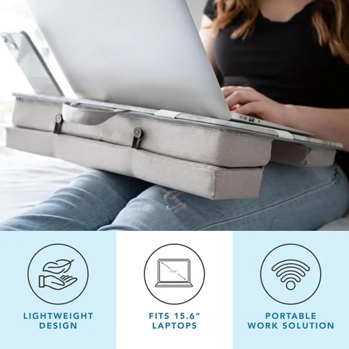Vista 2 de LAPGEAR Escritorio elevado: mármol blanco, se adapta a portátiles de 15.6" Blanco mármol
